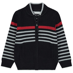 Chaleco zipeado de malla y rayas de jacquard 