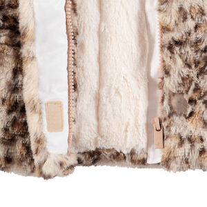 Abrigo de pelo sintético de leopardo con orejas en la capucha 