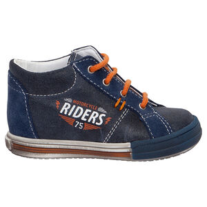 Botines de cuero con inscripción estampada 