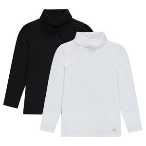 Juego de 2 camisetas lisas de cuello alto 