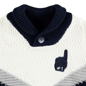Jersey de punto con bandas en contraste y parche de oso 