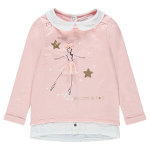 Sudadera de felpa con cuello babero y bailarina estampada   Main Sudadera de felpa con cuello babero y bailarina estampada