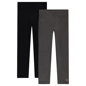 Júnior - Juego de 2 leggings de punto con logo estampado 