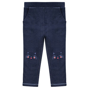 Jegging en molleton avec chats brodés 