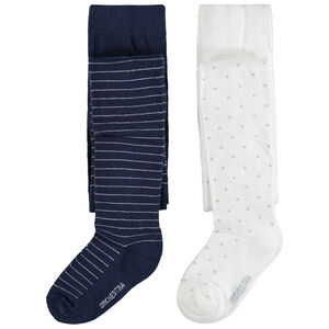 Lot de 2 collants épais à rayures et pois  Main Lot de 2 collants épais à rayures et pois