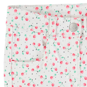 Pantalón de algodón con cerezas estampadas all over 