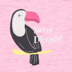 Pijama de punto bicolor con pájaro de borreguillo estampado por delante  Main Pijama de punto bicolor con pájaro de borreguillo estampado por delante