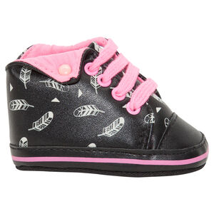 Zapatos de bebé abotinados con vuelta estampada de estrellas y cordones  