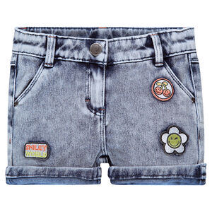 Pantalón corto de muletón con efecto vaquero y parches &copy;Smiley 