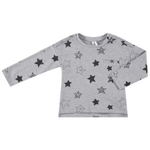 Camiseta de manga larga de punto con estampado de estrellas all over 