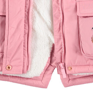 Parka con forro de borreguillo y bolsillos con capucha desmontable  