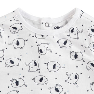 Camiseta de manga corta de algodón con elefantes estampados 