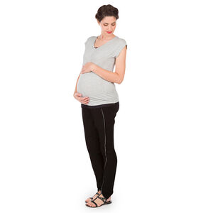 Pantalón de premamá de crepé con cordoncillo trenzado 