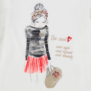 Camiseta de manga larga lisa y personaje estampado  