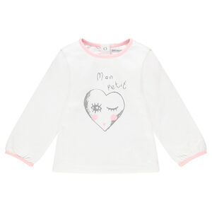 Camiseta de manga larga de punto con corazón estampado 