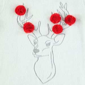 Júnior - Pantalón de Navidad de borreguillo con ciervo bordado y pompones 