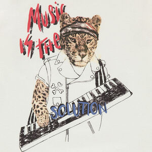 Camiseta de punto de manga larga con estampado de fantasía 