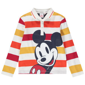Polo de manga larga de punto de rayas con estampado Mickey Disney 
