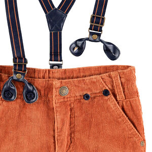 Pantalón de pana fina con tirantes elásticos desmontables 