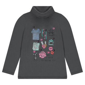 Camiseta interior con cuello subido y estampado de fantasía 
