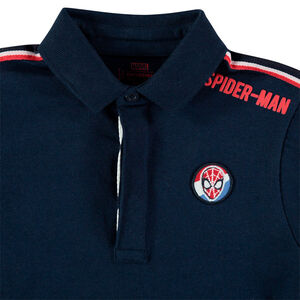 Polo manga larga con badge Spiderman y bandas contrastadas  
