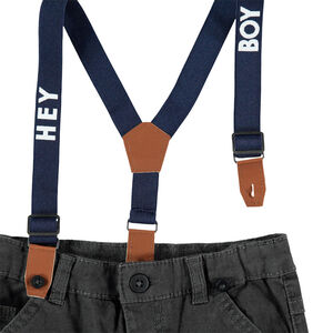 Pantalon droit uni à bretelles  