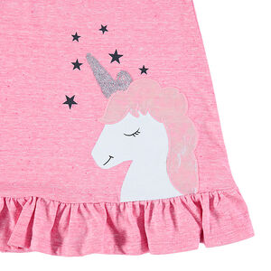 Túnica de punto con unicornio de fantasía y hombros de punto calado 
