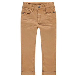 Pantalón con efecto arrugado y bolsillos con inscripción de relieve 