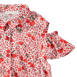 Camisa con hombros calados y estampoado de leopardo con cerezas all over  Main Camisa con hombros calados y estampoado de leopardo con cerezas all over