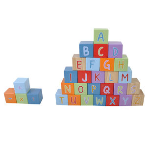 Cubo alfabeto de madera 30 piezas 