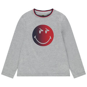Camiseta de manga larga de algodón bio estampada Smiley 