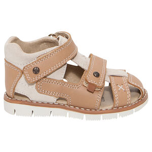 Sandalias de cuero de dos materiales con velcros  