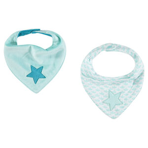Lote de 2 baberos en forma de bandana con estrellas con bordado 
