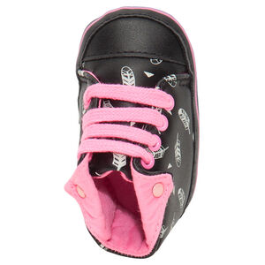 Zapatos de bebé abotinados con vuelta estampada de estrellas y cordones  