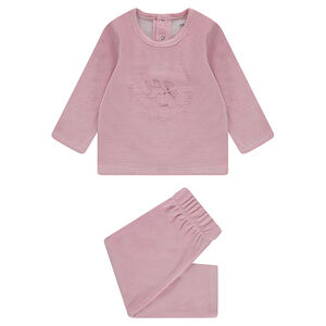 Pijama de terciopelo con pájaro estampado 