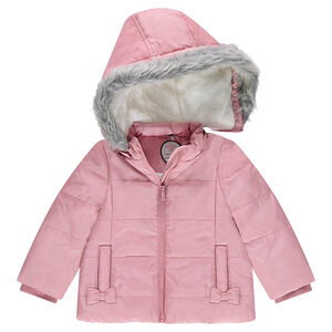 Parka acolchada con capucha extraíble y forro de sherpa 