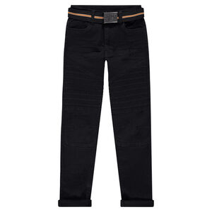 Pantalón de sarga y corte slim con cinturón extraíble 