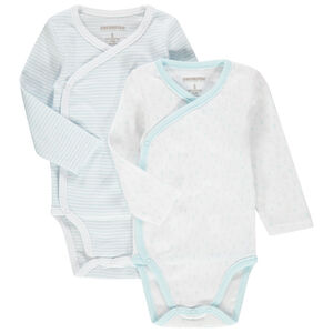 Body de manga larga de algodón ecológico con estampado y rayas 