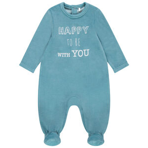 Dors-bien en velours bleu à message printé 