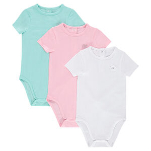 Pack de 3 bodis de manga corta de jersey con logo estampado 