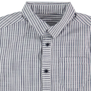 Camisa de manga larga de rayas con bolsillo tipo parche 