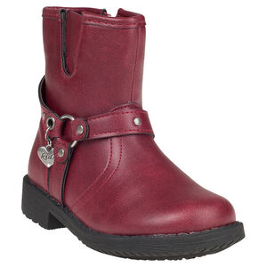 Botines de color burdeos con cremallera con corazón fantasía 
