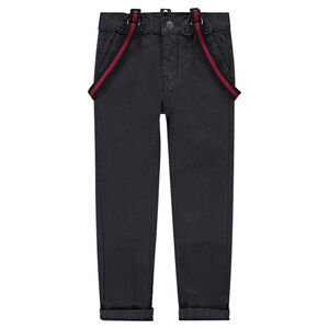 Júnior - Pantalón de algodón teñido con tirantes demsontables 