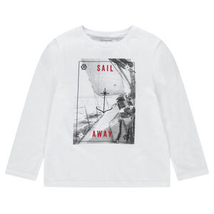 Camiseta de punto de manga larga con estampado de fantasía 