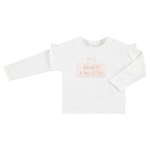 Camiseta de punto de manga larga con mensaje estampado 
