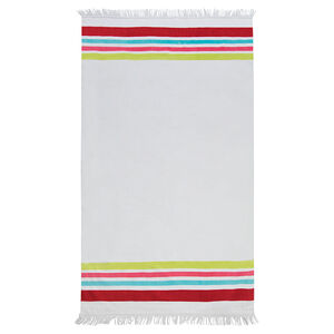 Toalla de playa con rayas que contrastan y flecos 