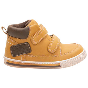 Botinas camel efecto cuero con scratchs 