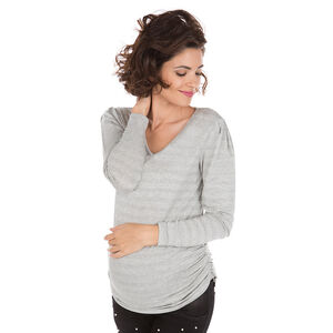 Camiseta de manga larga a rayas en jacquard 