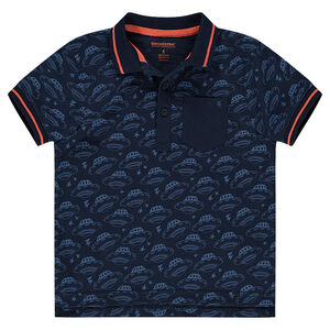 Polo de manga corta con platillos volantes all over 