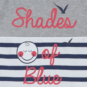 Camiseta de punto ©Smiley de rayas con mensaje estampado   